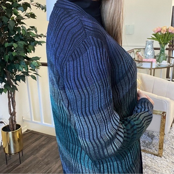 CHICOβS Colorful Striped Classic Fit Open Front Long Sleeve Cardigan Size L - Picture 5 of 14